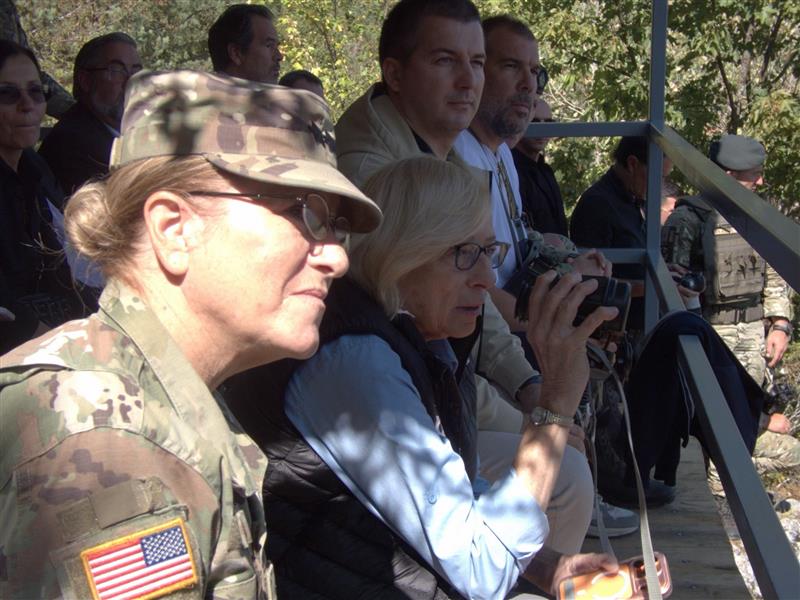 Governor Mills watches demonstration in Zabljak, Montenegro.